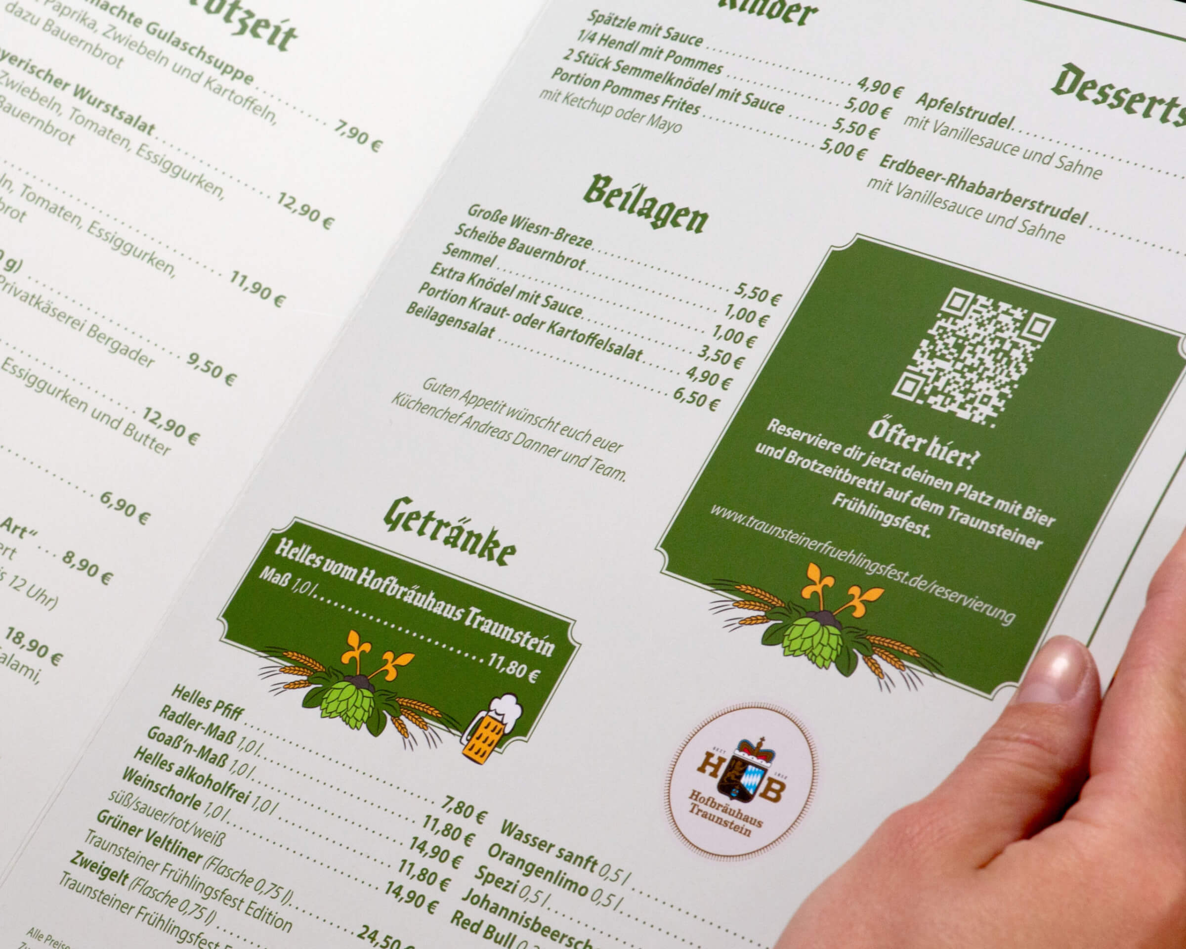Speisekarte Innenseite Frühlingsfest Traunstein, Event Branding Werbeagentur Murner Wagner